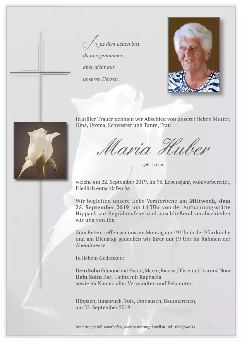 Parte von Maria Huber
